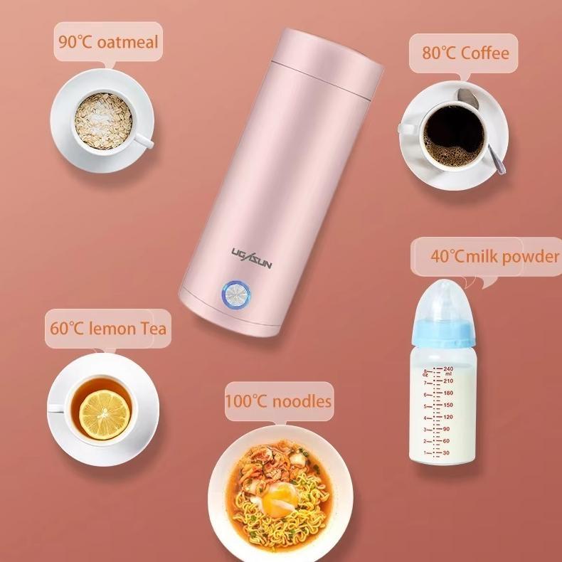 NEW DEALS Teko Listrik Portable 400ml - Pemanas Air Mini untuk Travel/Kantor, Pemanas Cepat, Bisa US