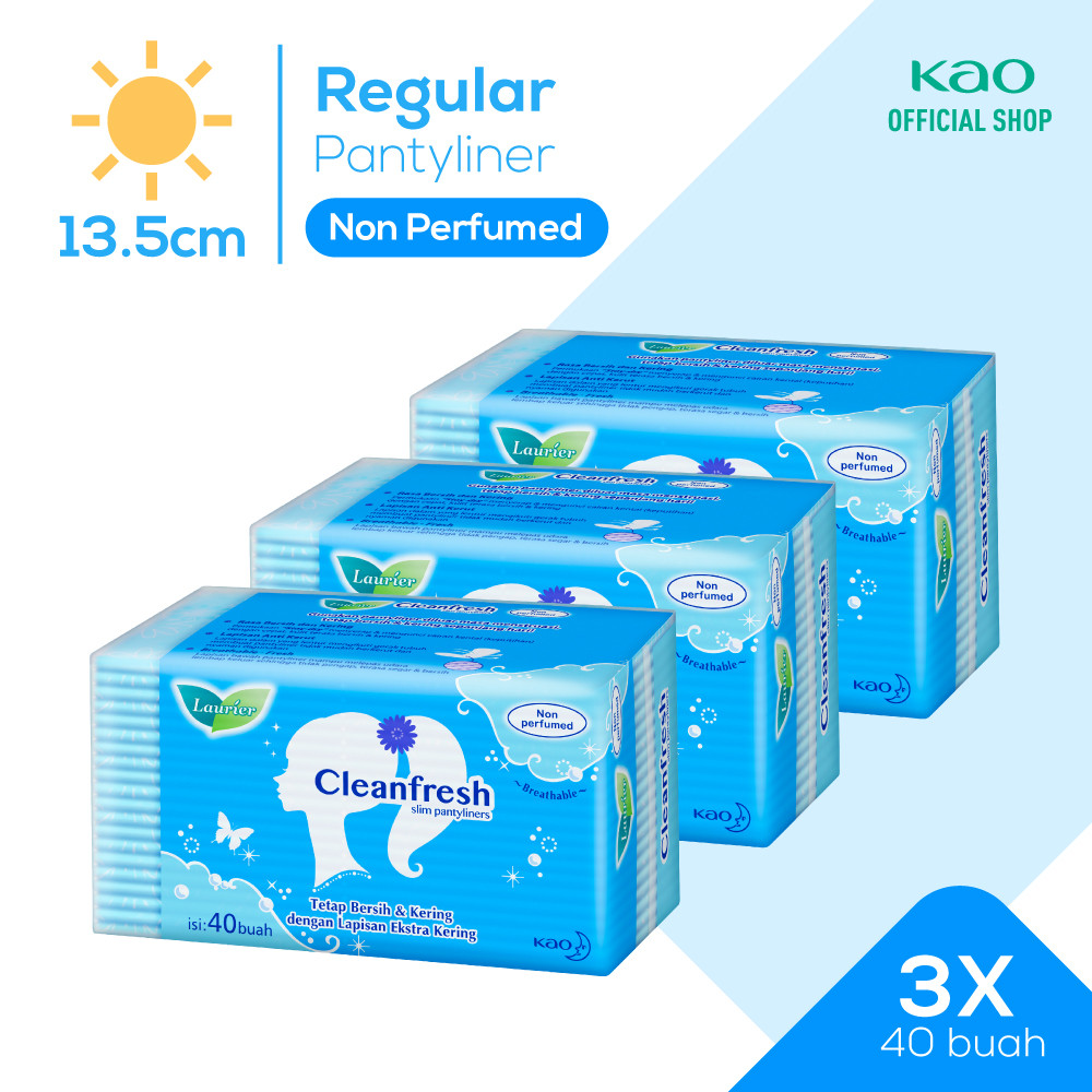 Laurier Cleanfresh Pantyliner Keputihan Breathable Non Perfumed -Tetap Bersih & Ekstra Kering Isi 40