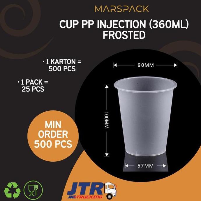 Cup Injection PP 12oz Fros (360ml) - Cup Plastik Datar YS