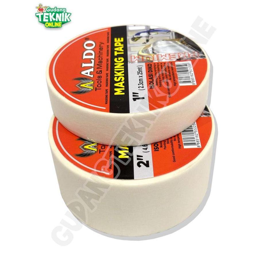 Lakban Kertas 1" 2" 2.3cm 4.6cm 25M ALDO ISOLASI DIKO  / Masking Tape Isolasi Lakban Lem Kertas Selo