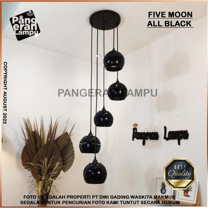 Lampu Gantung / Lampu Hias / lampu Void 1 Set MOON ISI 5 Black