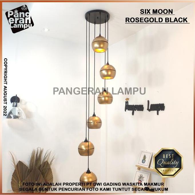 Lampu Gantung/Lampu Hias/lampu Void 1 set MOON isi 6 RoseGold