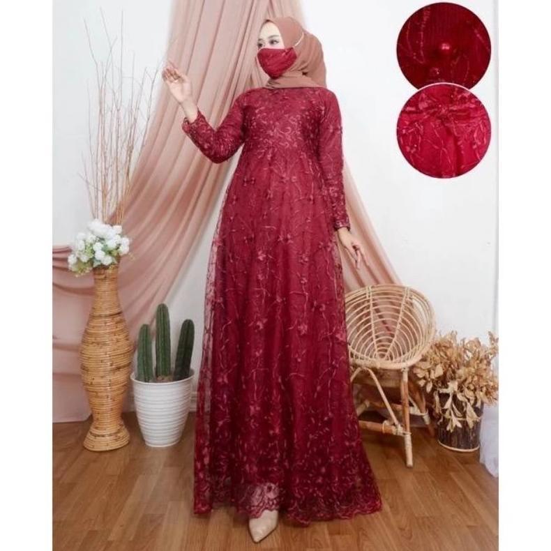 TERMURAH Gamis Pesta Gamis Maxi Brokat Gamis Tile Gamis Jumbo Maxi Dress Baju Muslim Arimbi Seragam