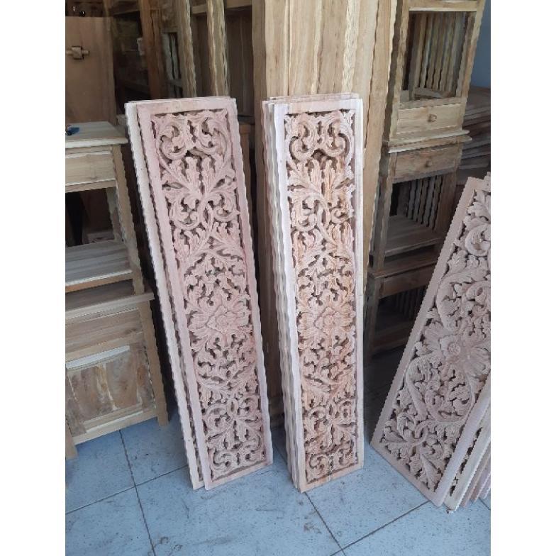 30*120Cm Ornamen Kayu Ornamen Ukir Tebeng Jalosi Ornamen Jendela Pintu Loster Roster Ukir Ukiran Kay