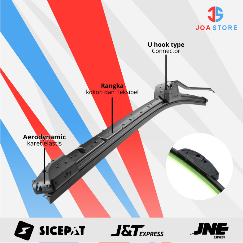 Wiper Truk Ragasa Model Frameless 1 Set Kiri Dan Kanan - Karet Wiper Mobil Ragasa Variasi Truk