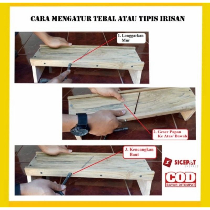 Pengiris Model Stik Mustofa / Pemotong Kentang / Pengiris Kentang / Pengiris Serbaguna Kayu Jati Asl