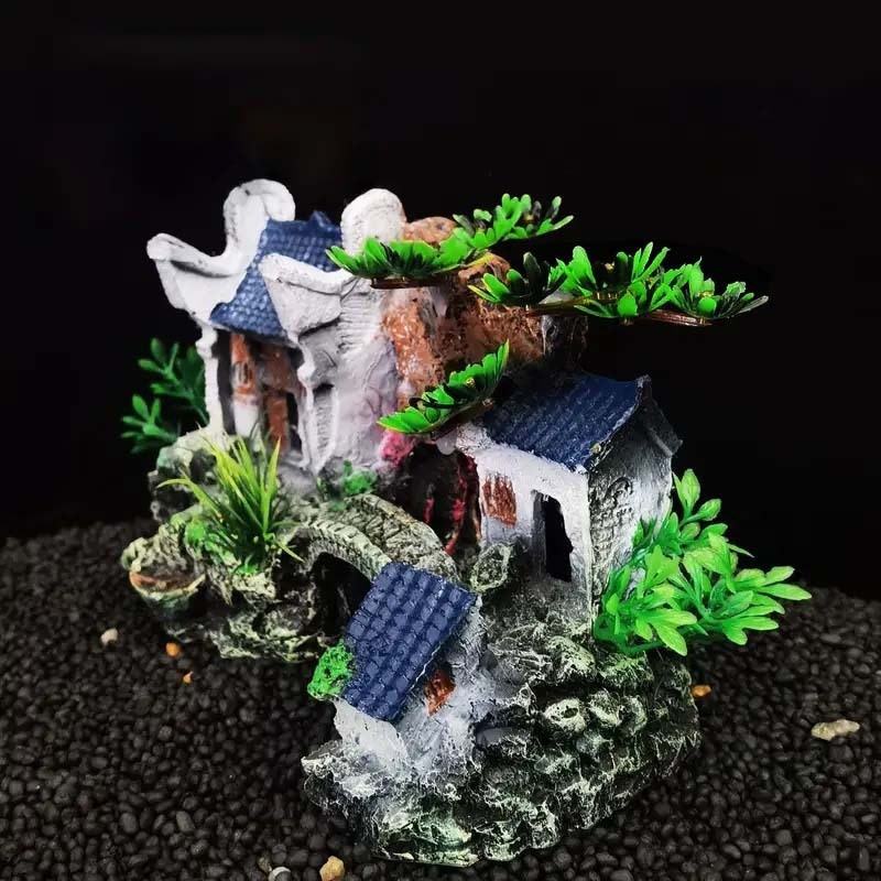 Ornamen Aquarium Kuil Jepang, Dekorasi Aquarium Kuil Jepang, Kuil Jepang, Miniatur Kuil Jepang, Hias