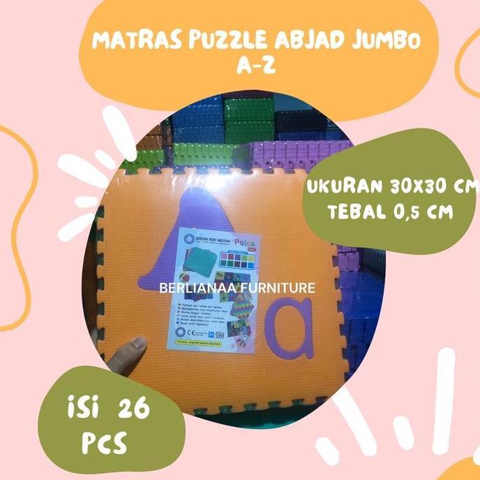 TERLARIS EVAMAT MATRAS PUZZLE LEPAS-PASANG MOTIF ABJAD JUMBO A-Z UK 30X30 CM TEBAL 0,5 CM ISI 26 PCS