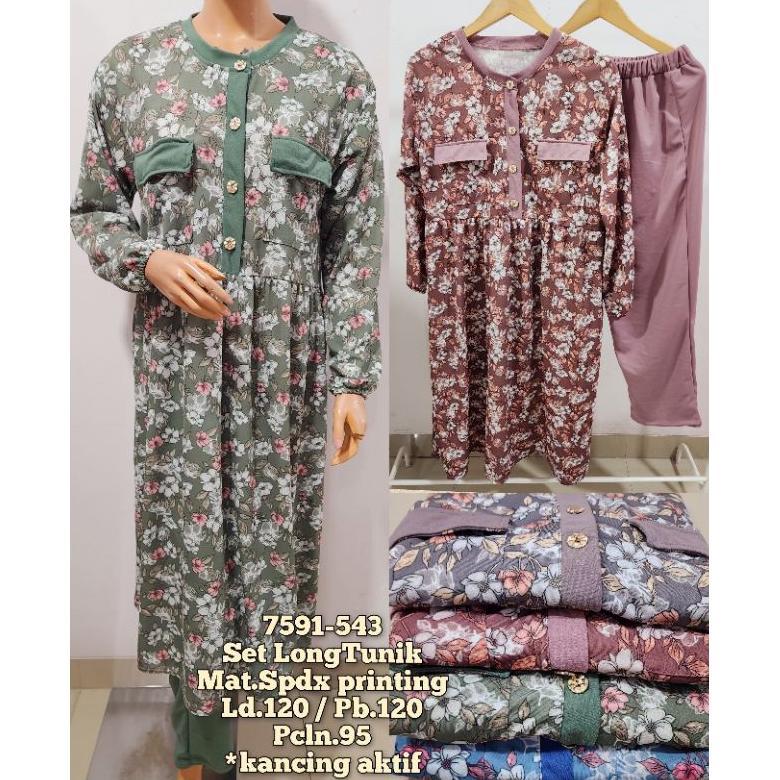 Setelan Long Tunik Bunga Voxy Premium Busui