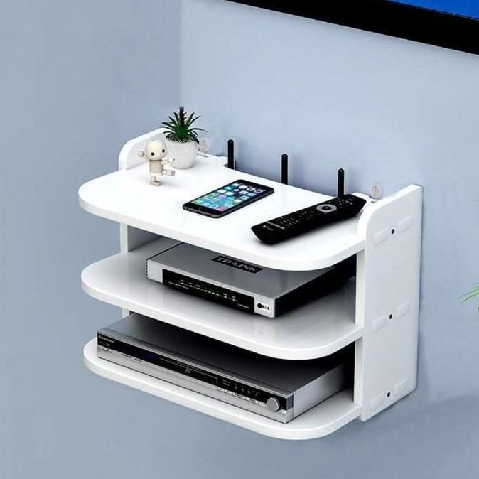 Rak Dinding Gantung Set Top Box TV Router Wifi dan DVD player 3 Susun