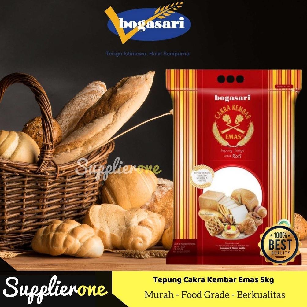 Grosir Bogasari Tepung Cakra Kembar Emas 5Kg /  Tepung Terigu 5 Kg / Tepung Terigu Serbaguna / Tepun