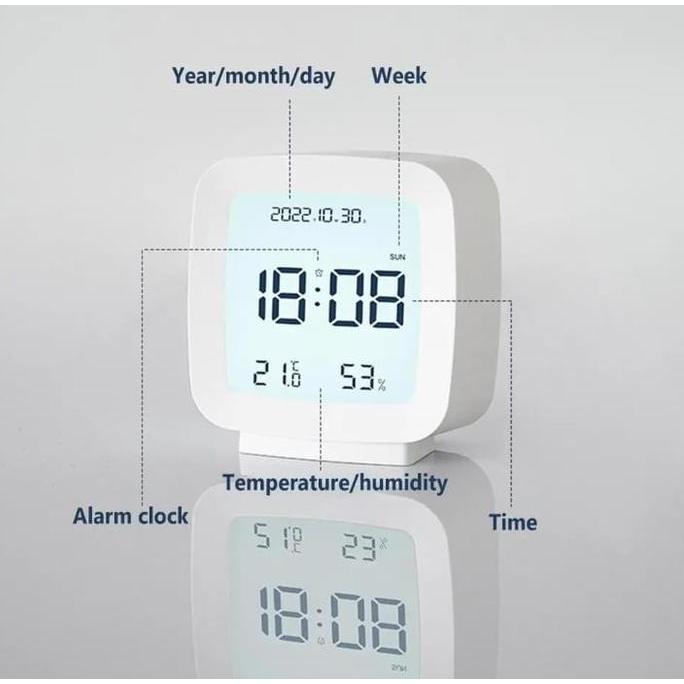 JD-2286 Jam Meja Digital Fitur Kalender Suhu Kelembapan Ruang Jam Meja Alarm Snooze Design Mewah dan