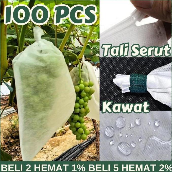 EZVECHE 100PCS/200PCS Alat Pembungkus Buah Di Pohon Fruit Cover Net Jaring Transparan Pembungkus Bua
