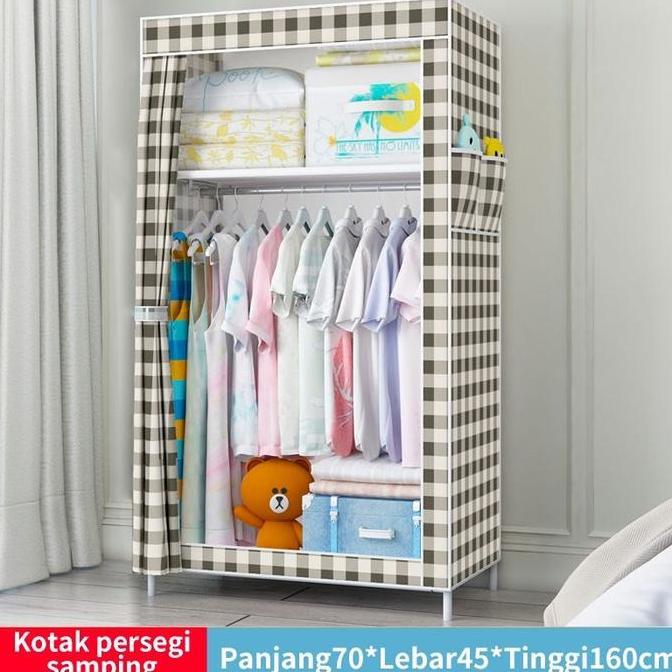 DAMELOPO Lemari Pakaian Portable Single Lemari Kain Portable Resleting Lemari Pakaian Minimalis