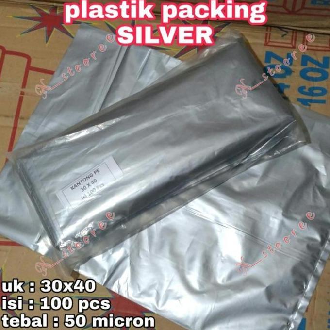 Avvolgere- Plastik Packing Silver Uk 30X40 (Isi 100 Pcs)  Hd Packing