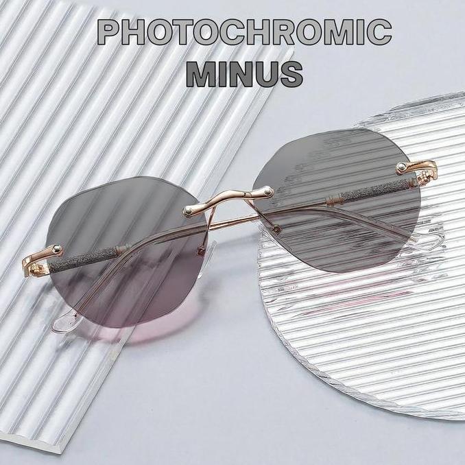 Promo Kacamata Minus Fotokromik Model Frameless Korea Photochromic Minus Pria Wanita 200057 Frameles