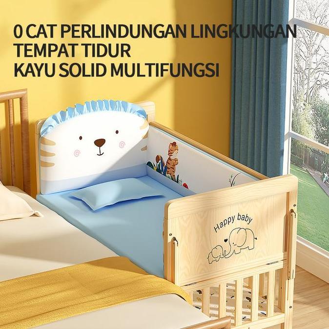 DAMELOPO Tempat tidur kayu solid multifungsi Tempat Tidur Bayi/tempat tidur bermain/tempat tidur bay