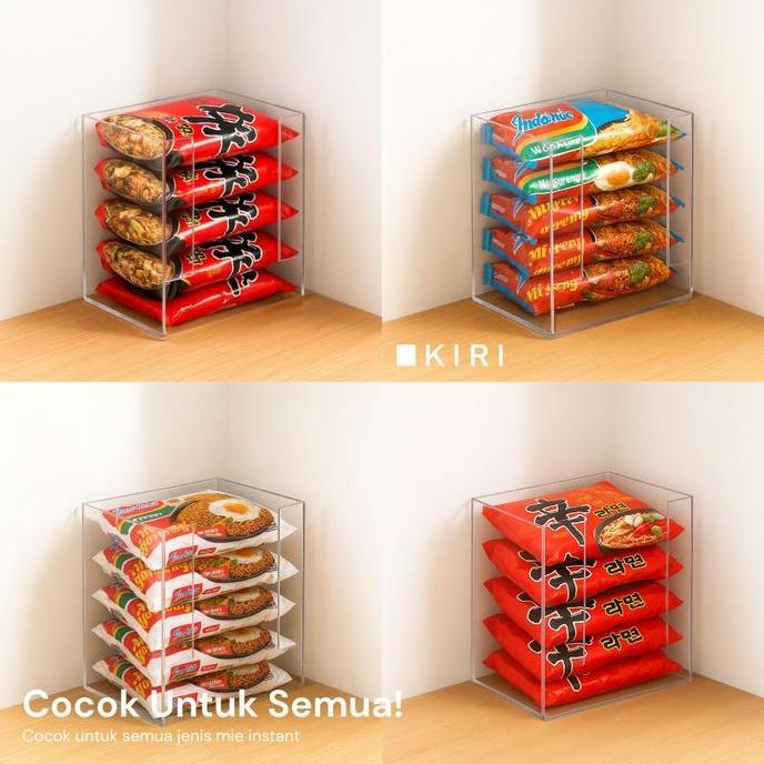 Rak Mie Instant Akrilik | Kotak Display Mi Instan Transparan | Tempat Indomie Ramen Ramyun Dapur LA