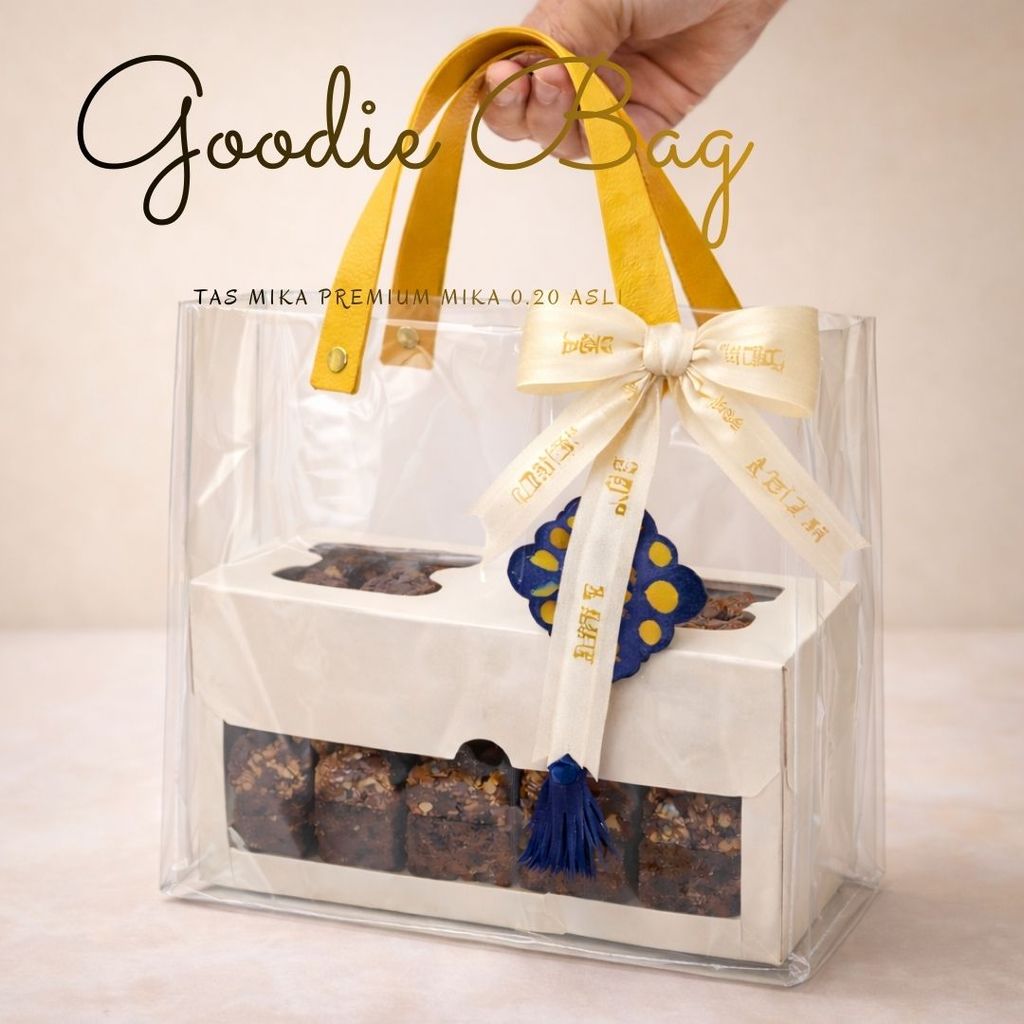Tas Dus Box Bolen Kotak Brownies Tas Mika Premium 22x10 Dus Kue Bolu isi 3 Tas Plastik DONUT ISI 6