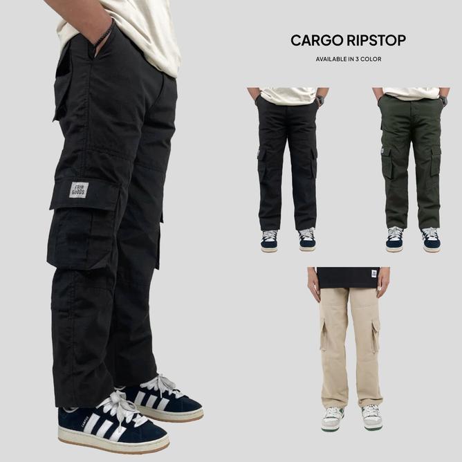 Fairgoods Celana Cargo Fairgoods Celana Cargo Ripstop Black Long Pants