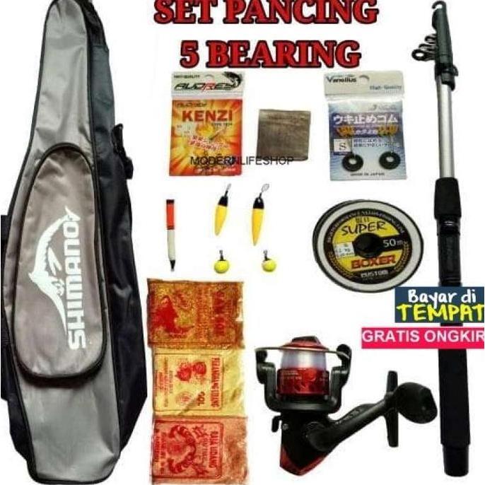 Bisa COD 1 Set Alat Pancing 1B 5BB - Joran Reel Tas Senar Kail Pelampung Dll Modernlifeshop Balpen G