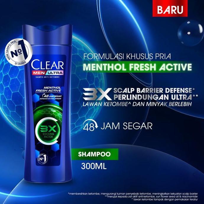 Clear Men Shampoo Menthol Fresh Active 300Ml