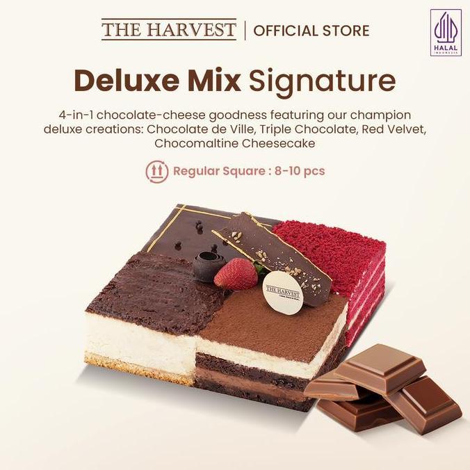 Deluxe Mix Signature Regular Square | Kue Ulang Tahun Rasa Dengan Pilihan 4 Rasa Coklat Dan Keju Pre