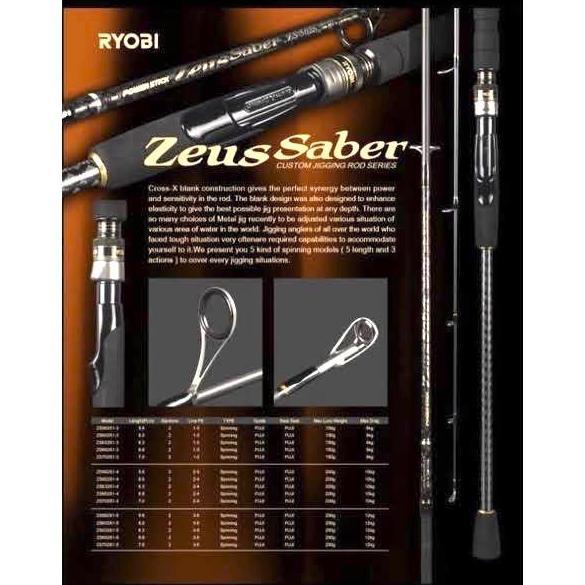 Joran Ryobi Zeus Saber Power & Senstive Jigging Rod Carbon Fuji Jig Reel