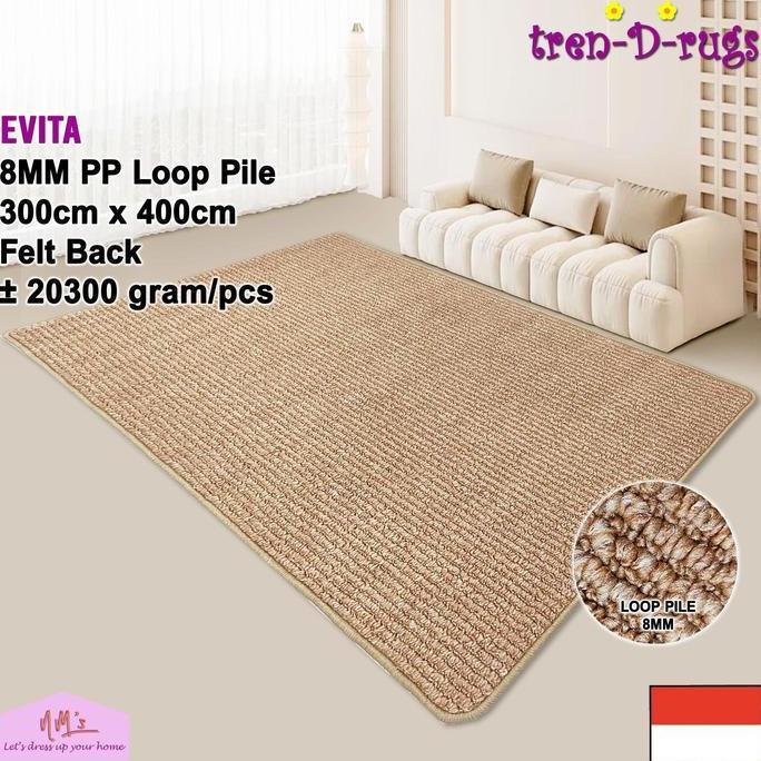 Tren-D-rugs Karpet permadani polos salur tebal jumbo minimalis 300x400