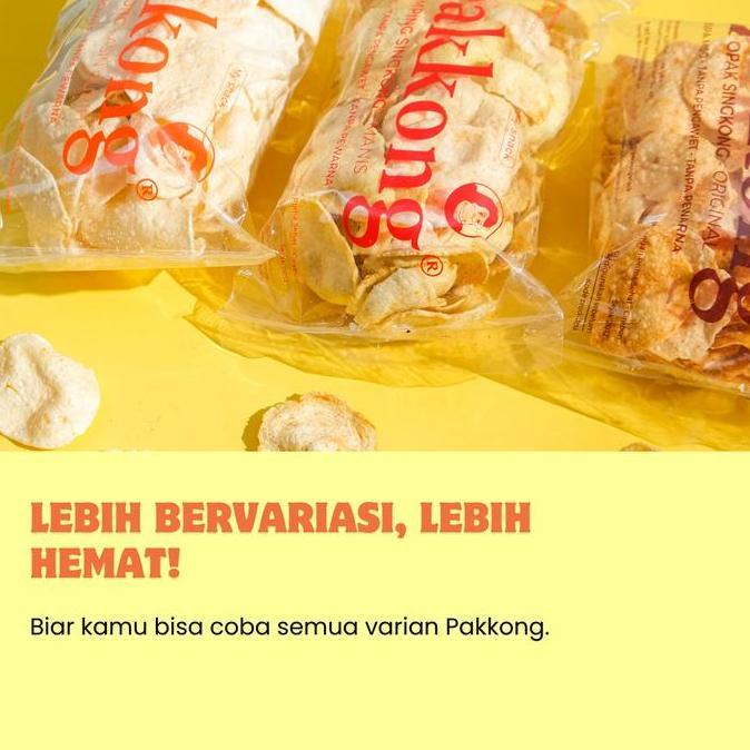 (BUNDLING ISI 3) PAKKONG SNACK Paket Semua Varian - Isi Opak Singkong Original, Emping Manis Singkon