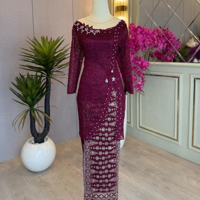 BEST SELLER SETELAN KEBAYA PANJANG NATALI DAN ROK SULTAN Wanita Katun Baju Dewasa Setelan Elegan Tra