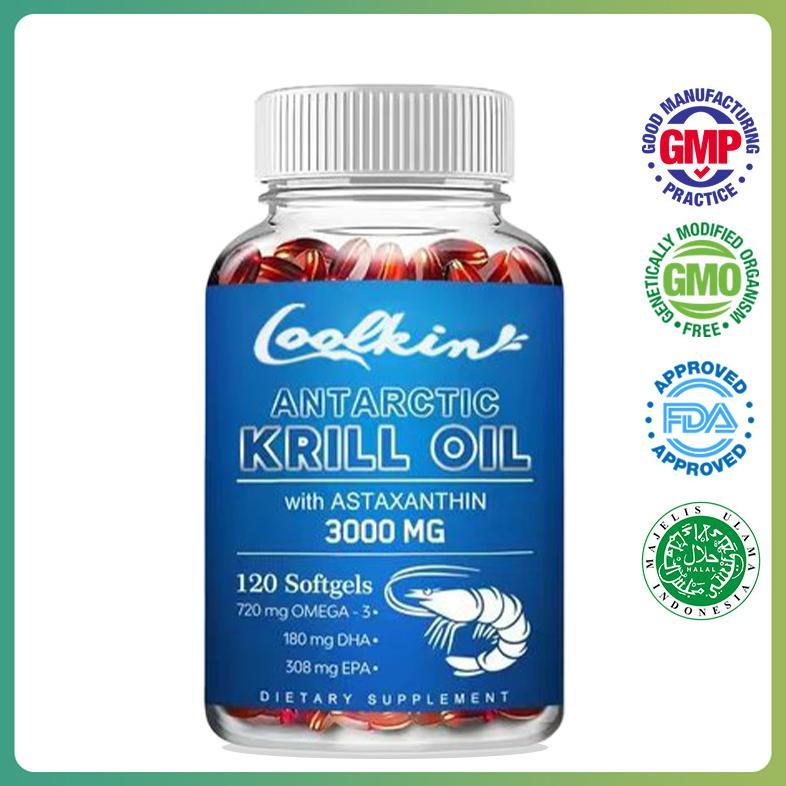 Minyak Krill Antartika 3000mg Krill Oil Capsules Suplemen Omega-3 dengan 308mg EPA & 180mg DHA per P