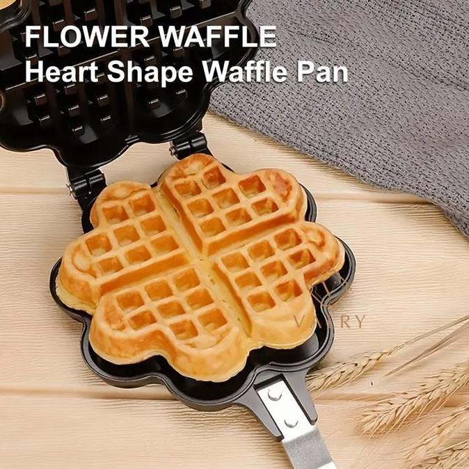 Valry Belgian waffle maker motif kotak atau flower panci anti lengket granit cetakan kue croffle mes