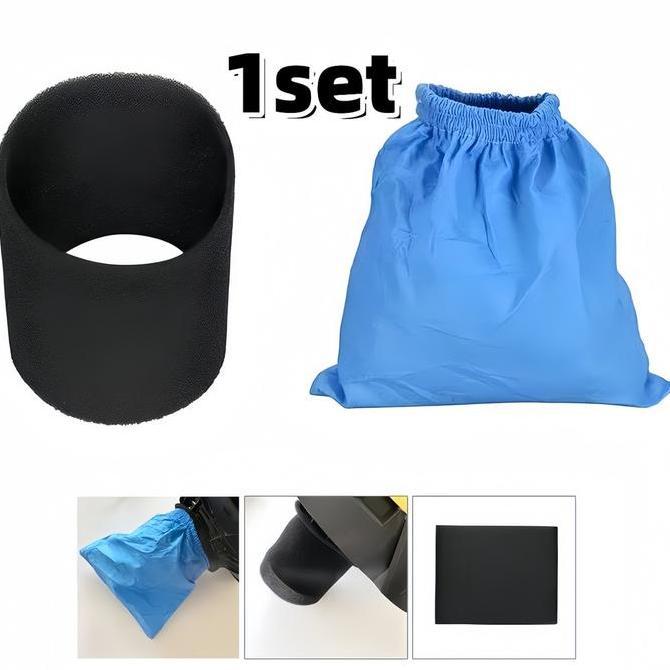 OVERAJA Kantong Filter Vacuum Cleaner Basah Kering Bahan Kain Biru dan Busa Hitam 1 set