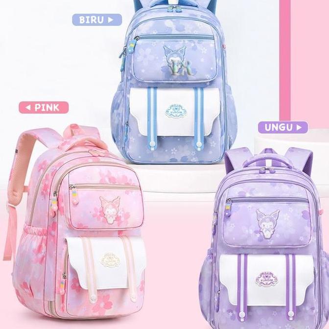 AZBOMO LNR Shop Tas Sekolah Ransel Gendong Tema Sanrio Kuromi untuk Anak Perempuan Model Kulkas Play