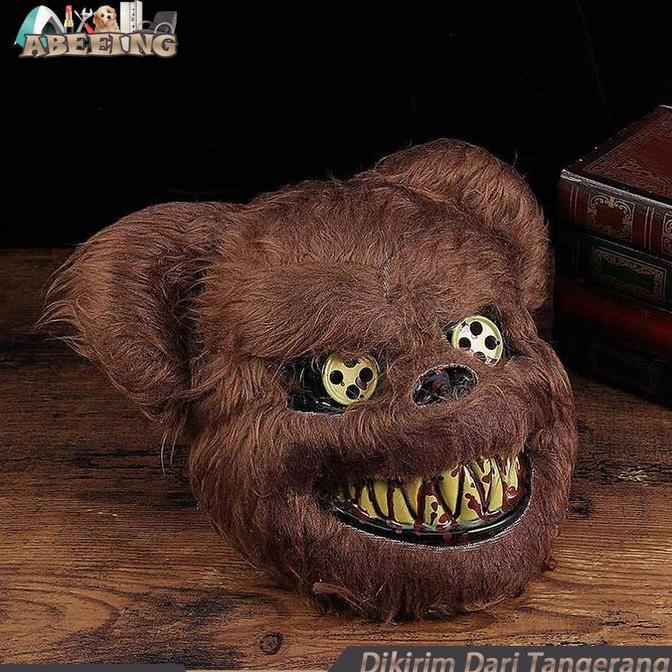 WINTURY Topeng Beruang Seram Kostum Halloween Berdarah Monster Seram Halloween
