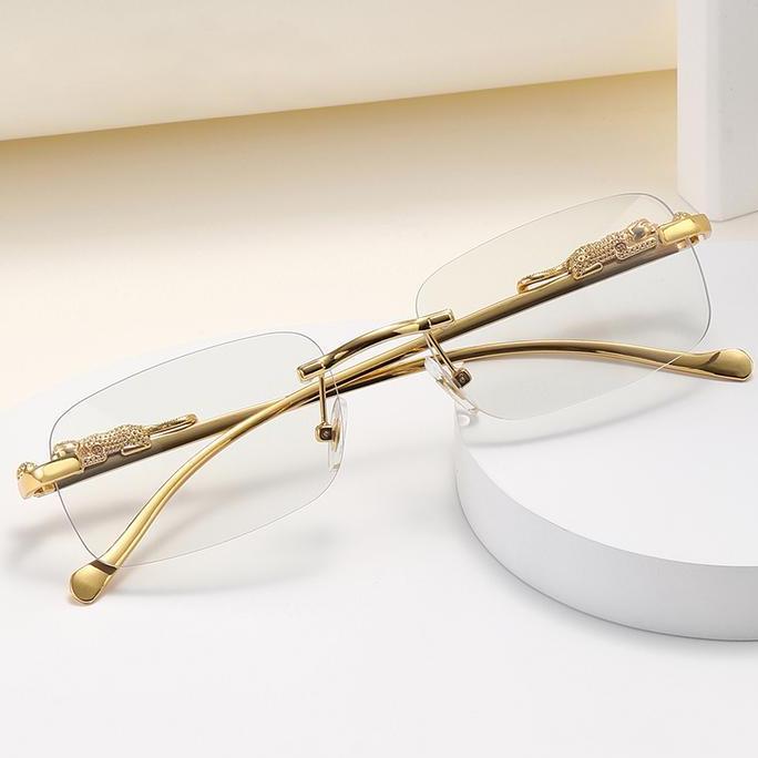 Promo Versatile Frameless Cheetah Glasses Unisex Square Frame Glasses Metal Glasses Original