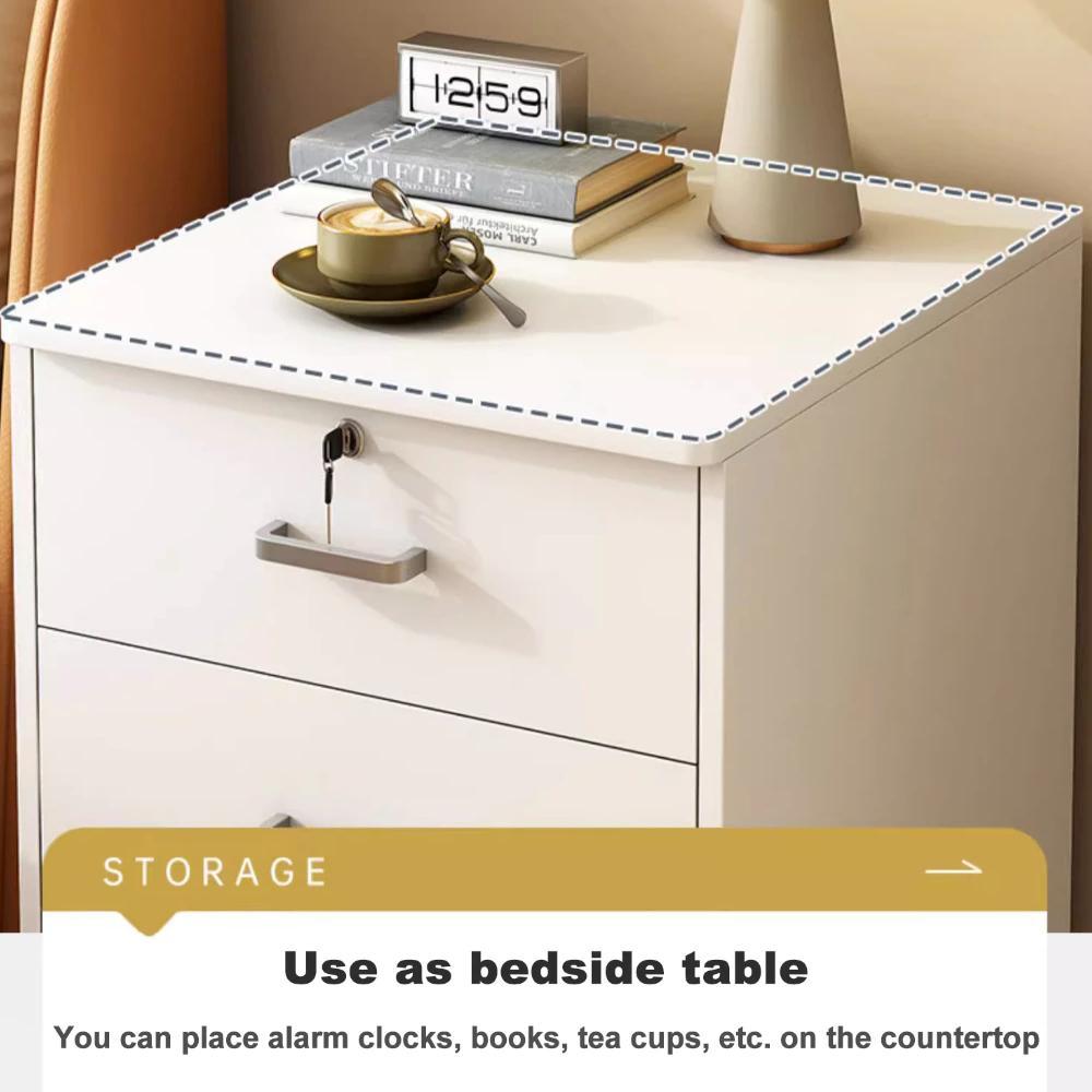 PREMIUM Meja Nakas Bedside Table Dengan kunci Lemari Laci Penyimpanan Meja Nakas kayu Meja Kamar Nak