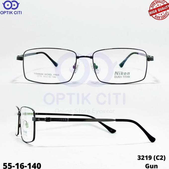 New  frame kacamata pria nikon 3202 titanium size besar grade original