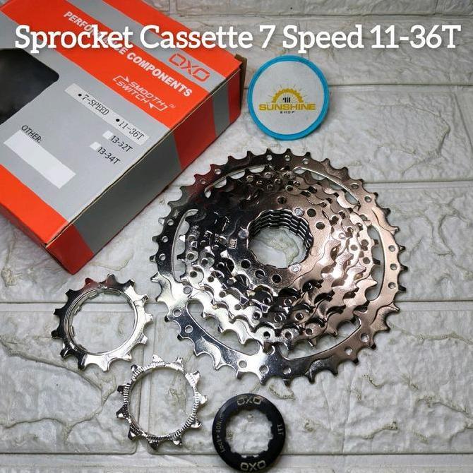 Sprocket Cassette 7 Speed 11-36T OXO CHROME Gir Slup TANPA DRAT Untuk Hub Freehub Jangkrik Sepeda MT