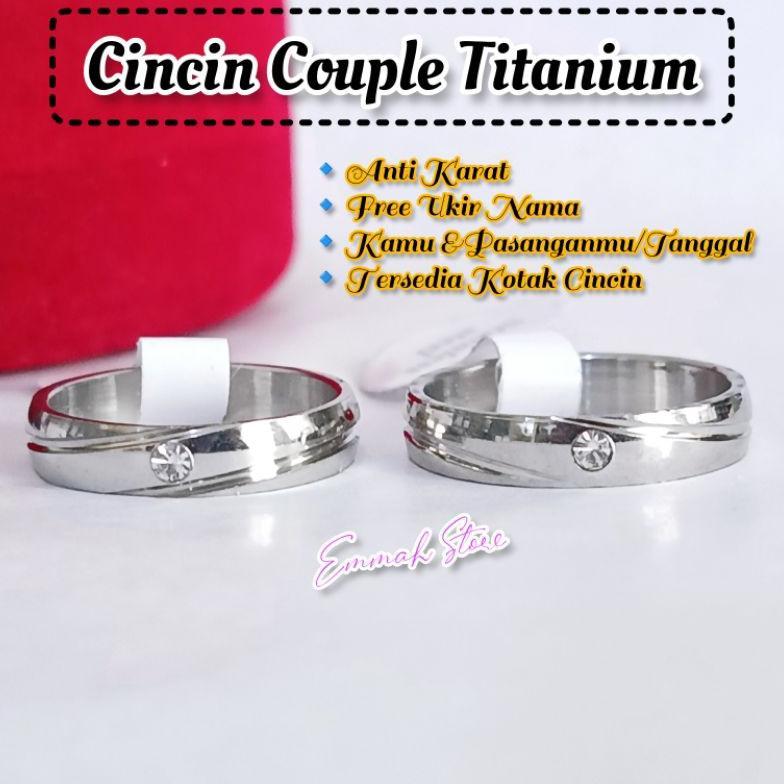 NEW Cincin Couple Titanium Free Ukir Nama Anti Karat Cicin Tunangan Nikah Ring Pria Wanita Cicin Kaw