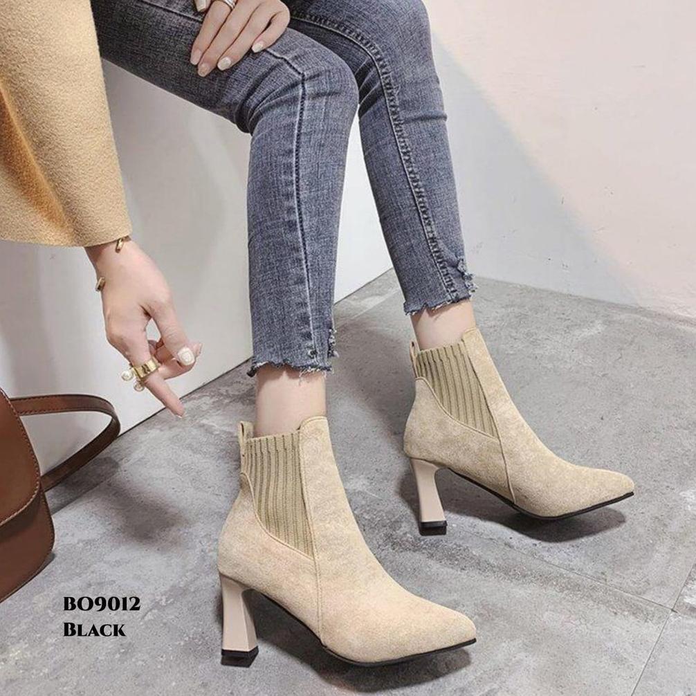 Favorit Yjh Sepatu Boots Tinggi 7Cm Wanita Terlaris Flat Mercy Stylish Fashion Shoes Ala Korea Apric