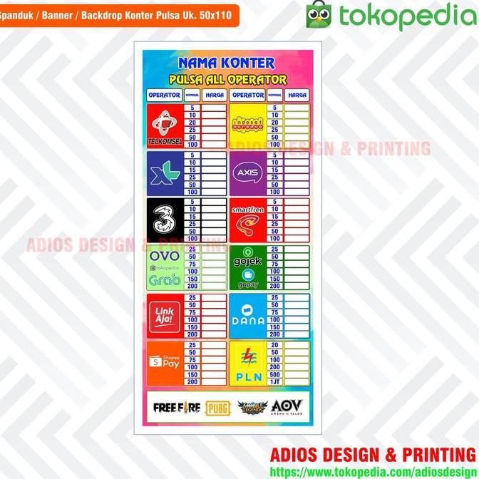 Ready !!! Spanduk Banner konter pulsa dan kuota Mantap
