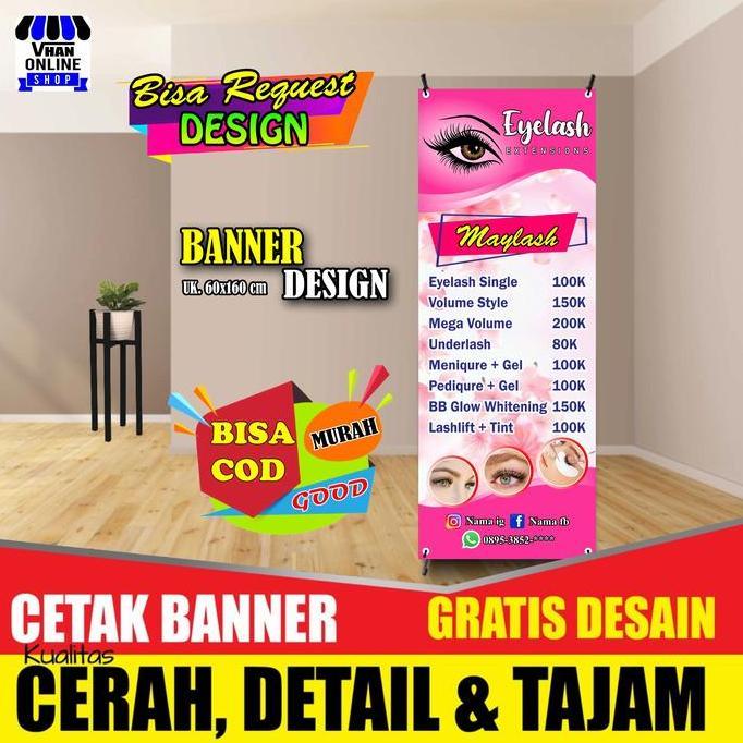 Ready  banner spanduk eyelash extension simple