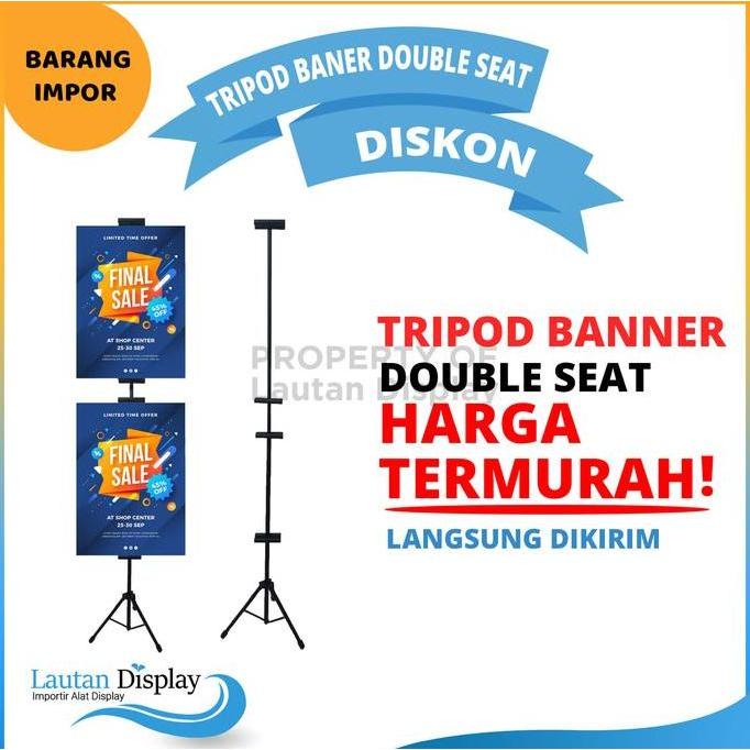 Ready !!! Stand banner, Standing Banner Besi, Tripod Stand Banner Doubble Side