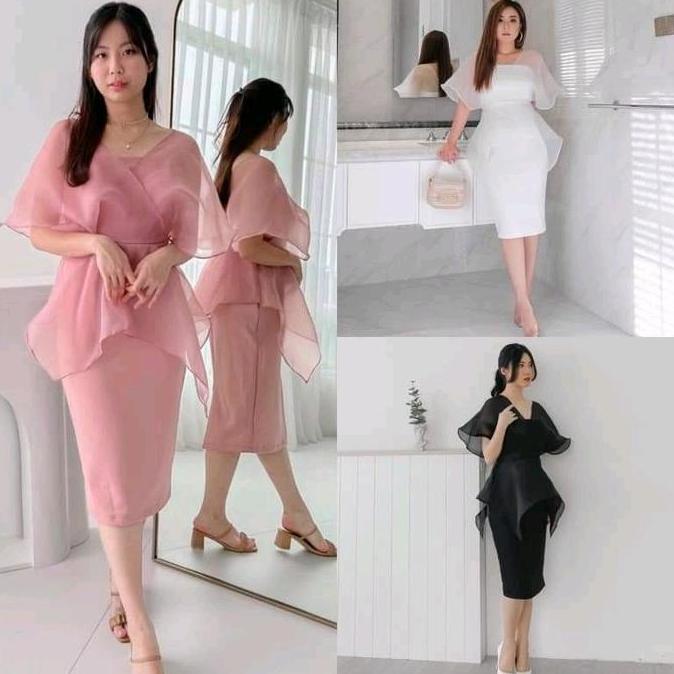 Dress Fuji wanita set dress + outer tile kaca super premium