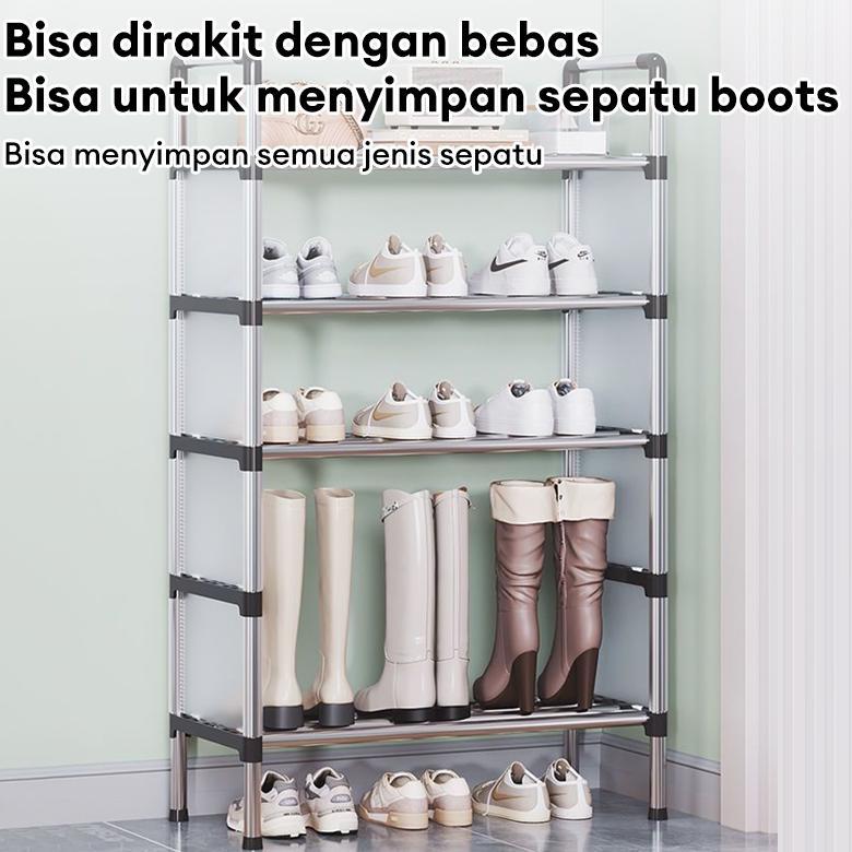 Murah  Rak Sepatu Tertutup Tahan Debu 3-7 Susun Rak Sepatu Stainless Kuat Tebal Kokoh Rak Sepatu Min