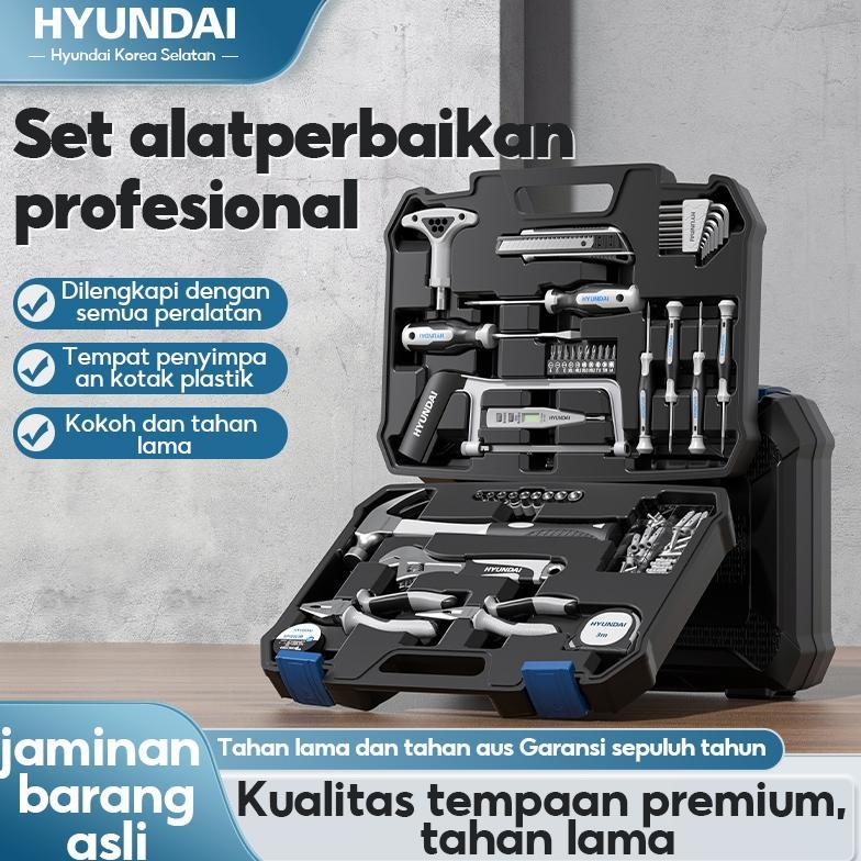 FAST DELIVERY HYUNDAI Tool Box Set Lengkap Toolkit Set Alat Tukang Perkakas Full Set Alat Tukang Kay