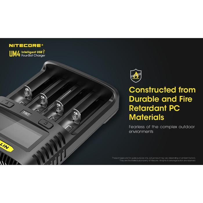 Nitecore Um4 Intelligent Usb Charger Baterai 4 Slot Li-Ion Nimh New
