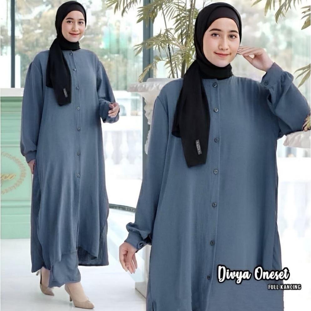 BIG SALE BAJU ONE SET JUMBO WANITA LD 136 CRINKLE AIRFLOW POLOS BUSUI KANCING AKTIF TERBARU. SETELAN
